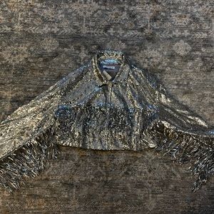 Sequins silver cropped button up jacket